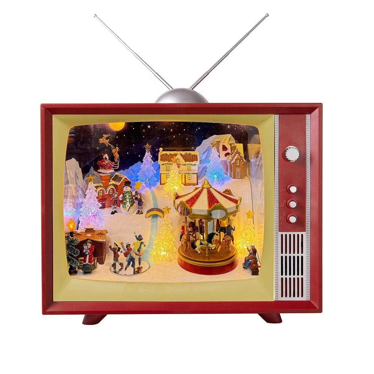 Animated Christmas Retro TV 45.7cm Musical Holiday Display with LED Lights