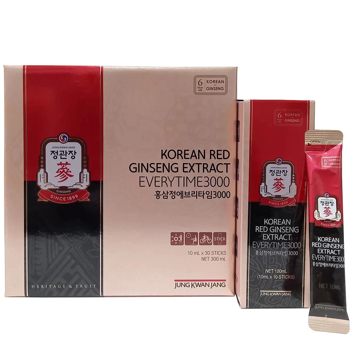 JungKwanJang Everytime Korean Red Ginseng Sticks 30 Pack Energy Supplement