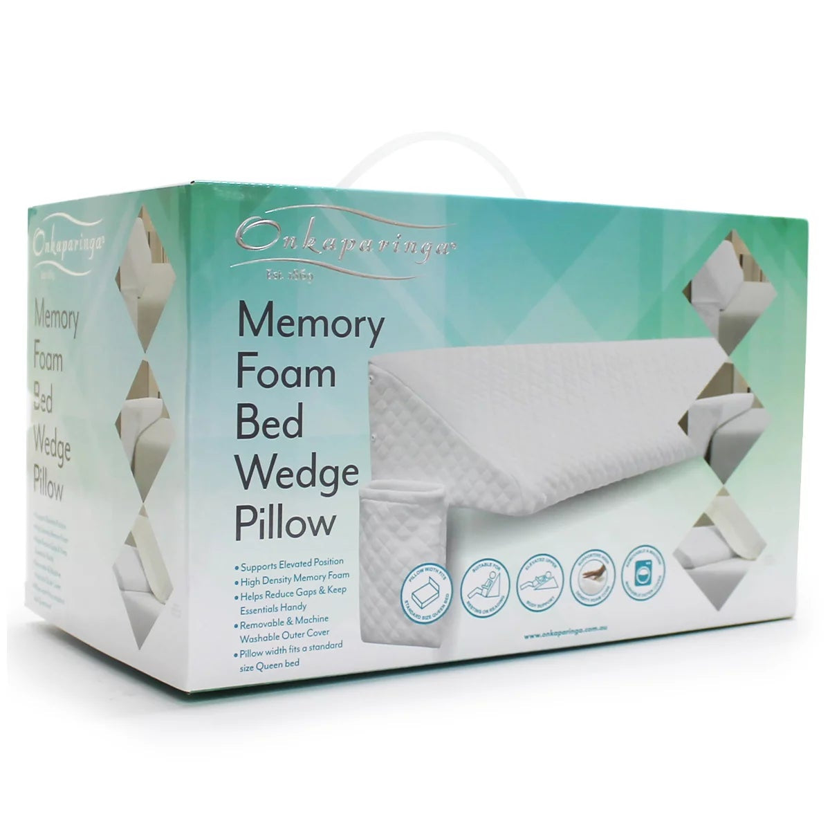 Onkaparinga Queen Bed Wedge Pillow Memory Foam Gap Filler Washable Cover