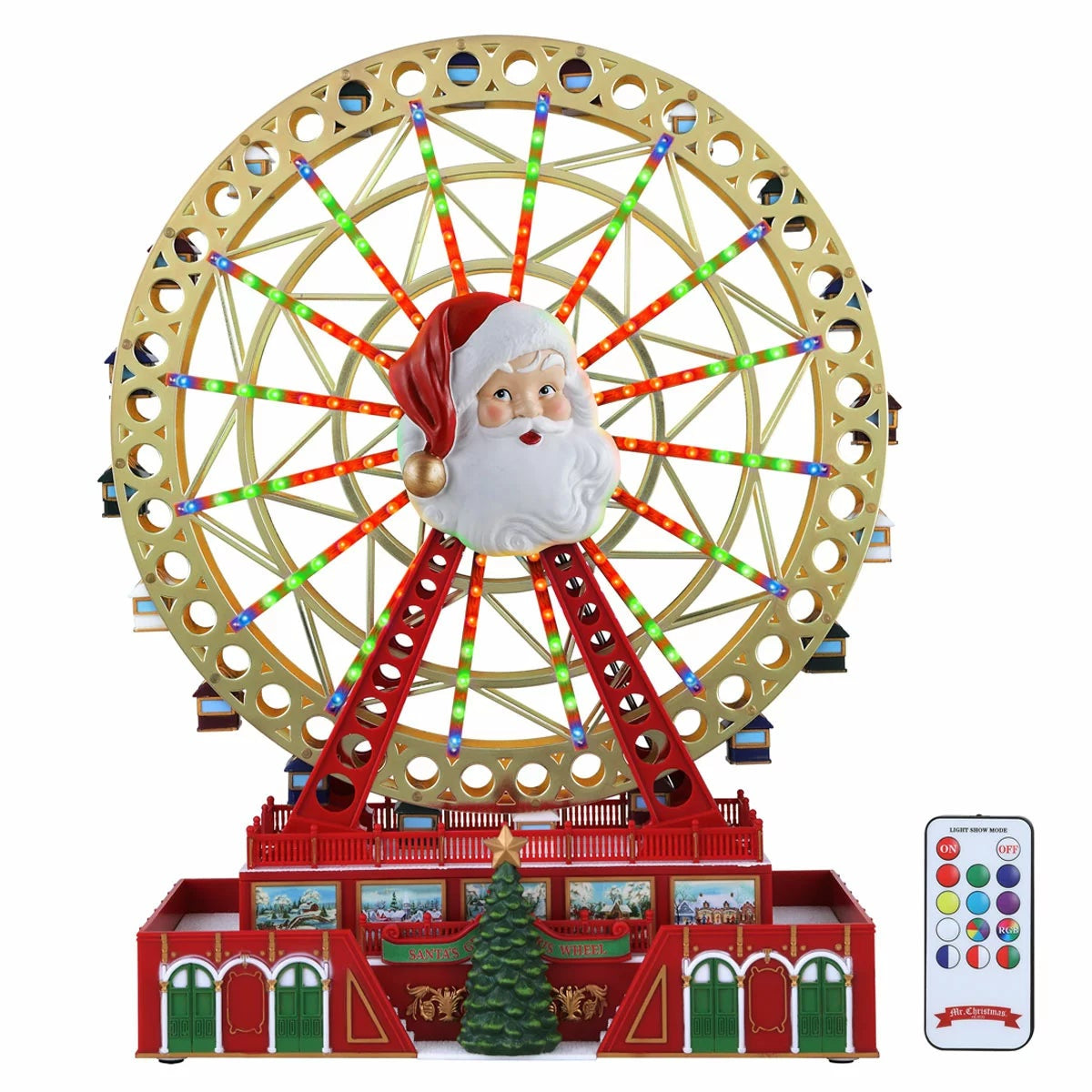 Mr Christmas RGB Santa Ferris Wheel Christmas Decoration Rotating Musical LED