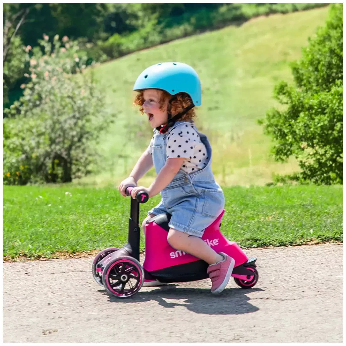 SmarTrike Xtend Ride-On Pink 5-in-1 Kids Scooter Ride On 12M-12Y LED Wheels