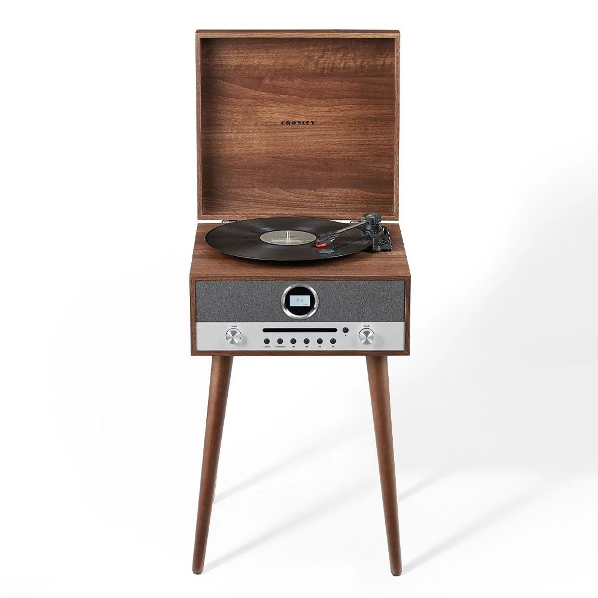 Crosley Nash 7-in-1 Vinyl Record Player Walnut Bluetooth CD Radio