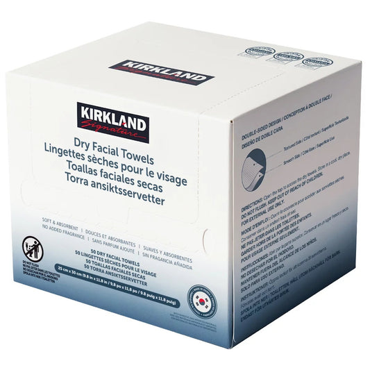 Kirkland Signature Disposable Dry Facial Towels 200 Count 4 x 50 Soft Absorbent