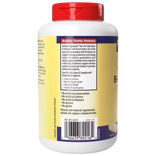 Kirkland Signature Super B Complex 250 Tablets With Vitamin C Electrolytes