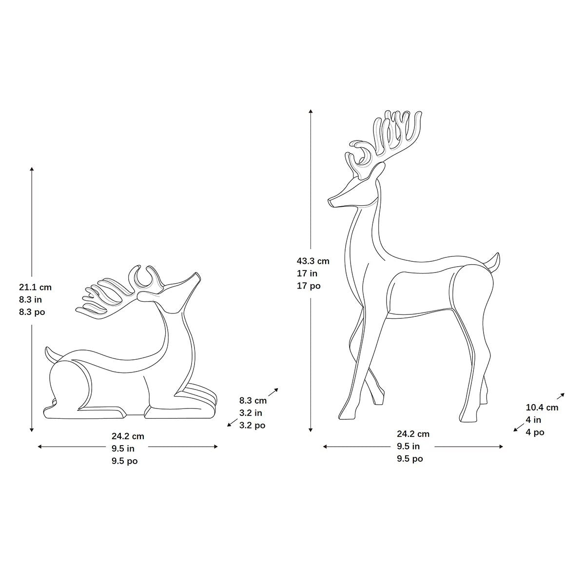 Silver Resin Reindeer Christmas Decor Set 2pc Tabletop Holiday Home Decoration