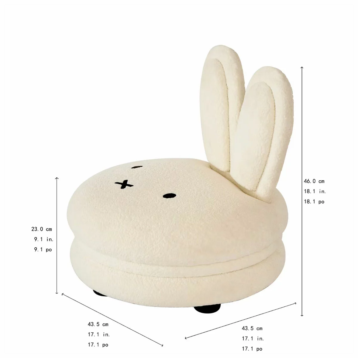 Aesthetik Kids Miffy Macaron Chair White Bouclé Kids Accent Chair Bunny Seat