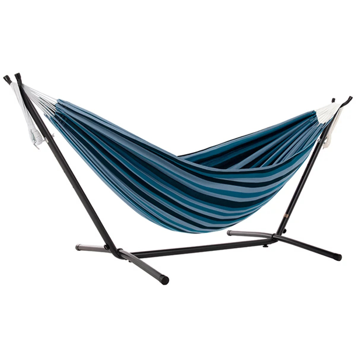 Vivere Cotton Double Hammock with Steel Stand Blue Lagoon 204kg