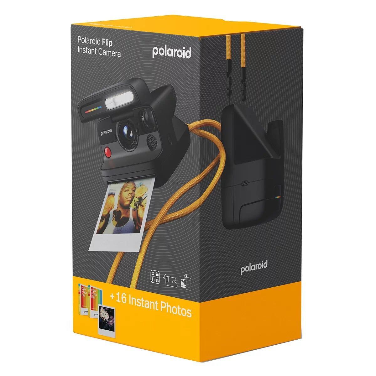 Polaroid Flip Instant Camera 6565 – Black with Colour Film 16-Photo Bundle
