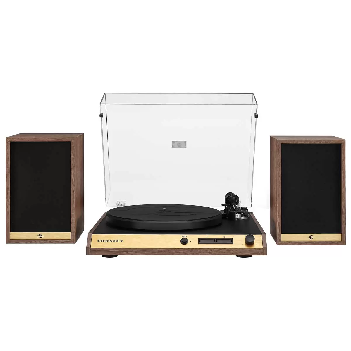 Crosley C72 Record Vinyl Shelf Turntable with Speakers Walnut CR72A-WA