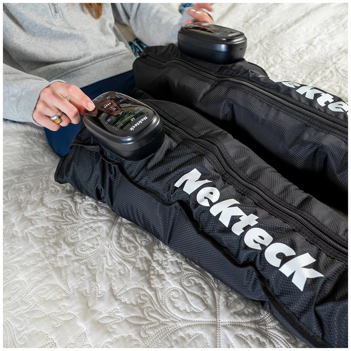 Nekteck 2 Pack Air Compression Leg Massager Full Zipper Cordless Rechargeable