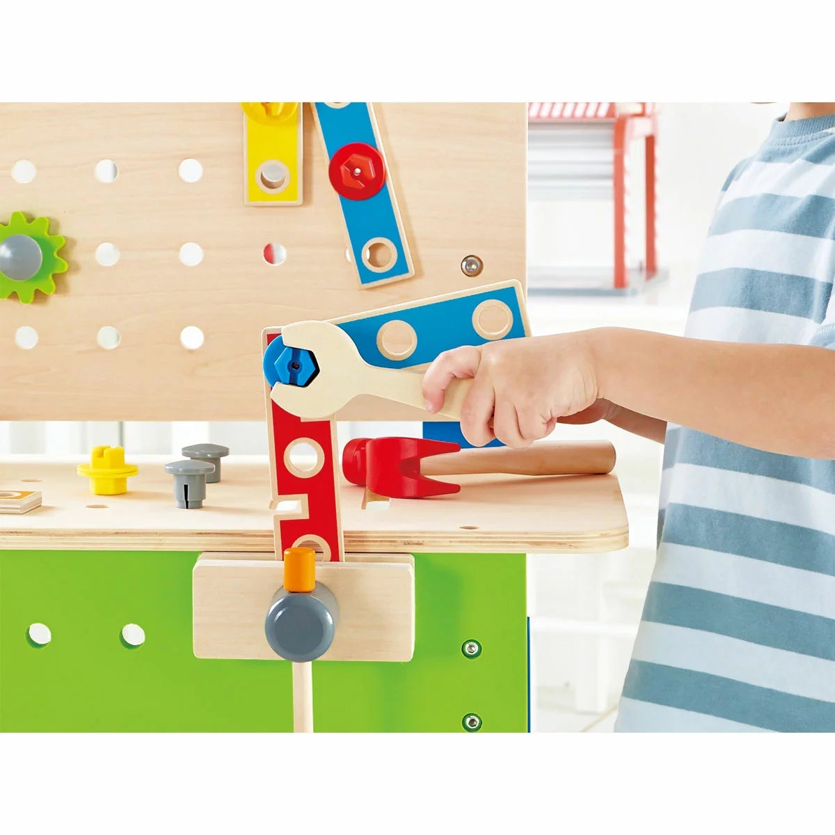 Hape Wooden Kids Workbench 35pc Tool Set Hammer Saw Screwdriver 3+ Years