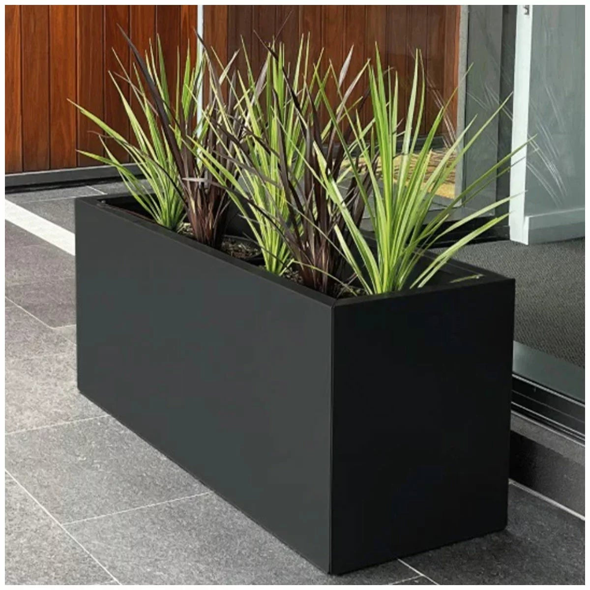 Greenlife Black Planter Box 900x340x400mm Metal Garden Pot 122L