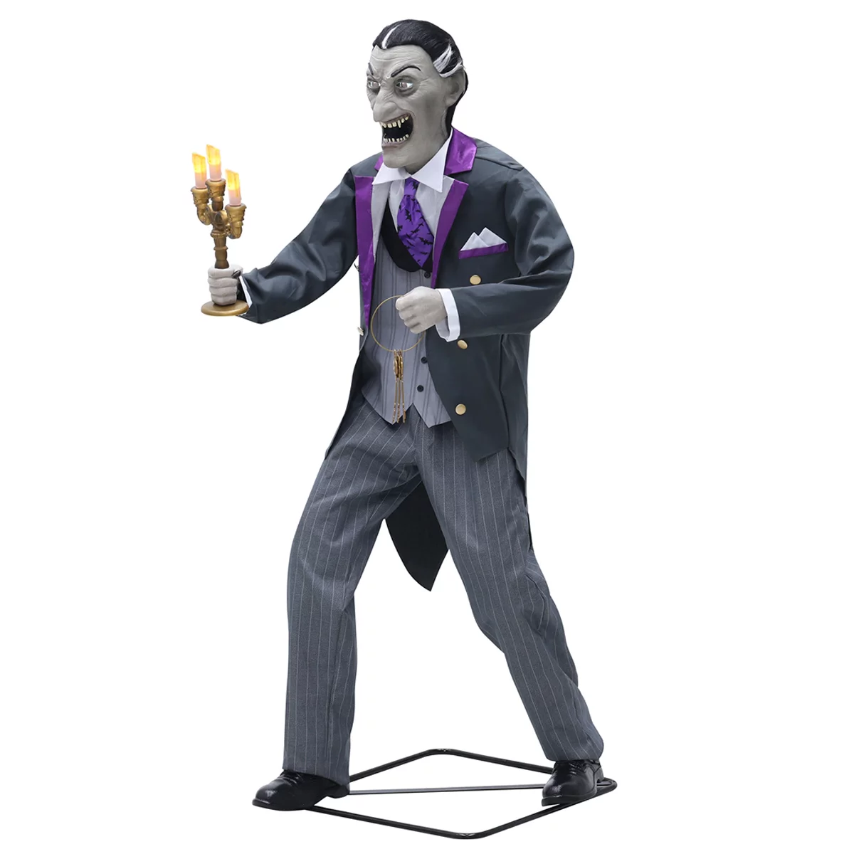 Animated Halloween Vampire Butler 188.8cm LED Eyes Sound Motion Sensor Decor