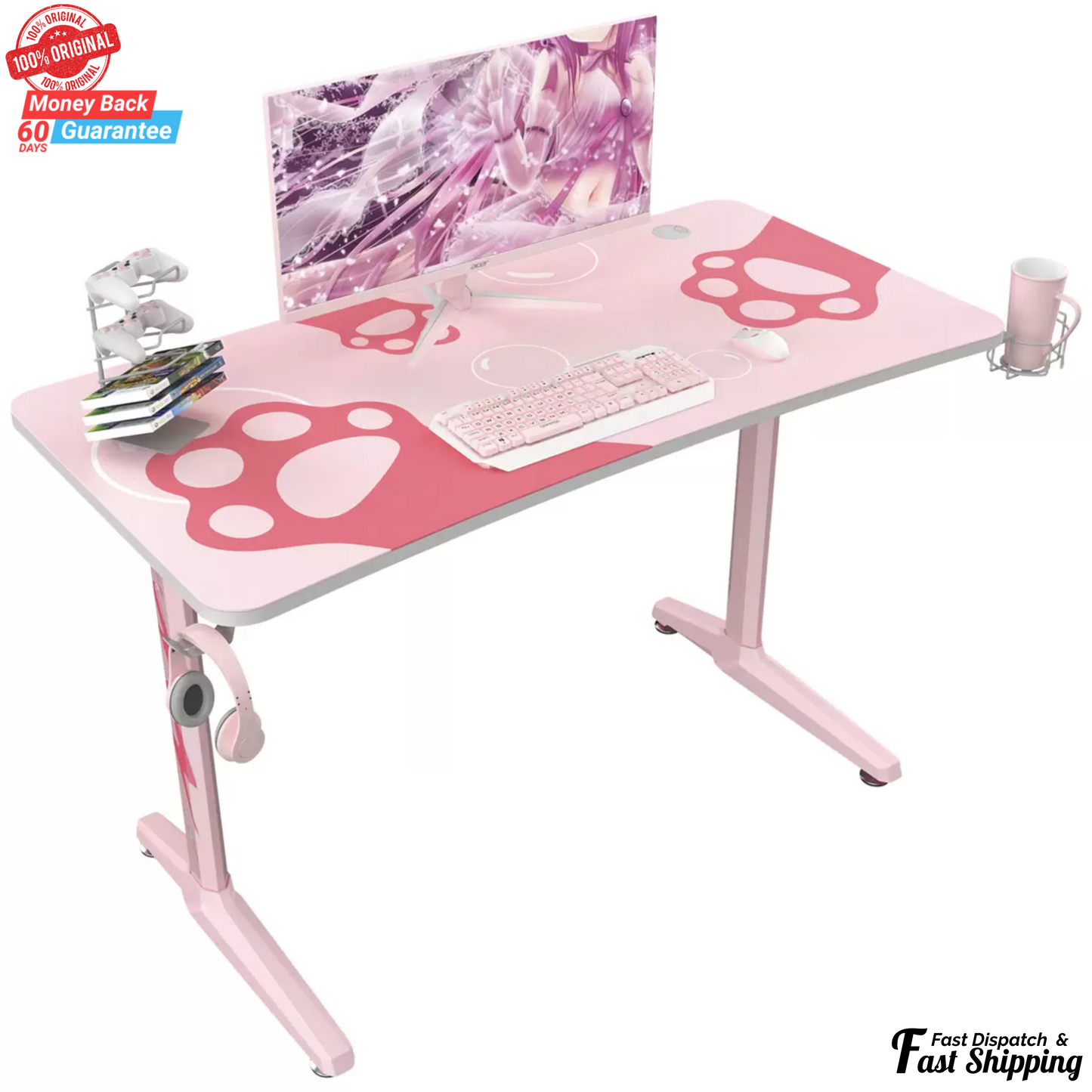 Eureka Ergonomic GIP-P47 Gaming Desk 120 x 60cm Pink