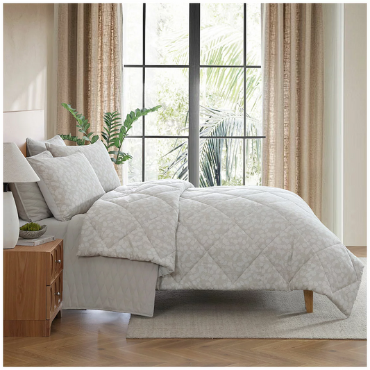 Jennifer Adams Comforter Set Queen 6 Piece Set Avery Beige