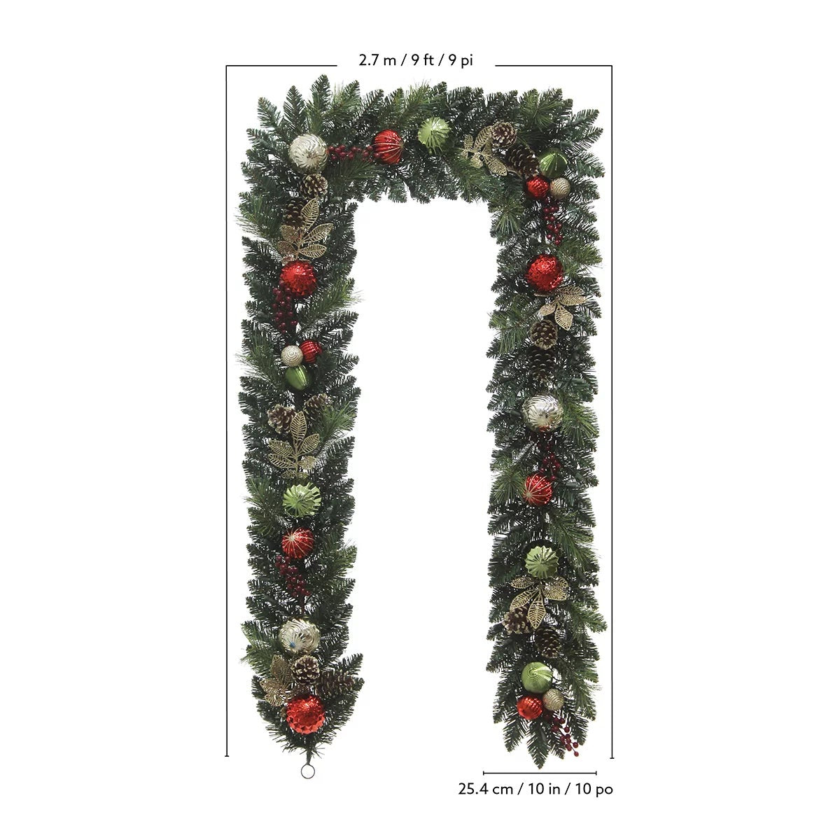 2.7M Pre-Lit Red Christmas Garland 90 LED Decorated Holiday Greenery