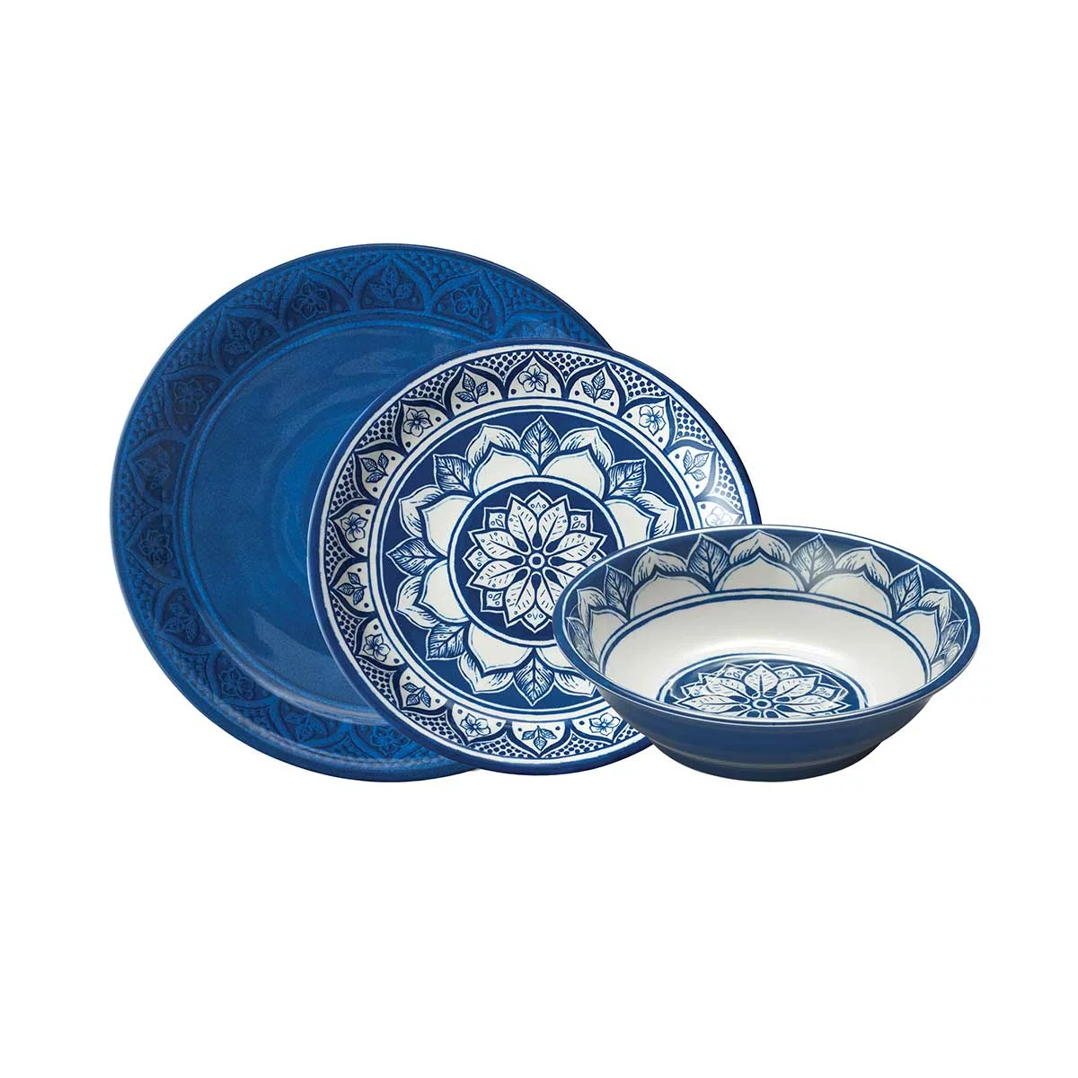 Pandex Melamine Dinnerware 12 Piece Set Blue Dishwasher Safe - Free Shipping