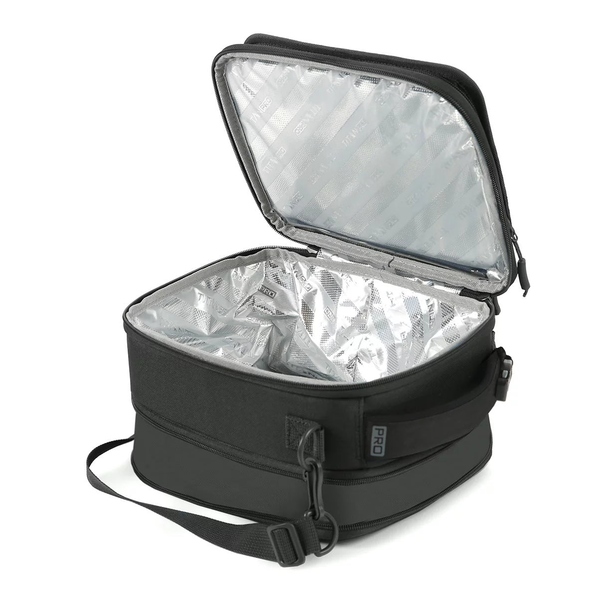Titan PRO Expandable Insulated Lunch Bag Black 8L with 2 Ice Walls Bento Box