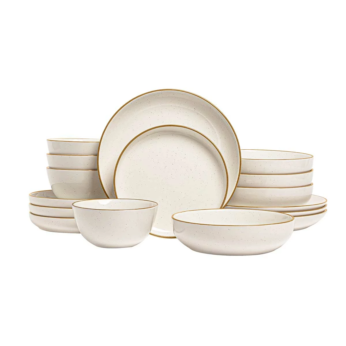 over&back Options 16 Piece Stoneware Dinner Set White Microwave Safe