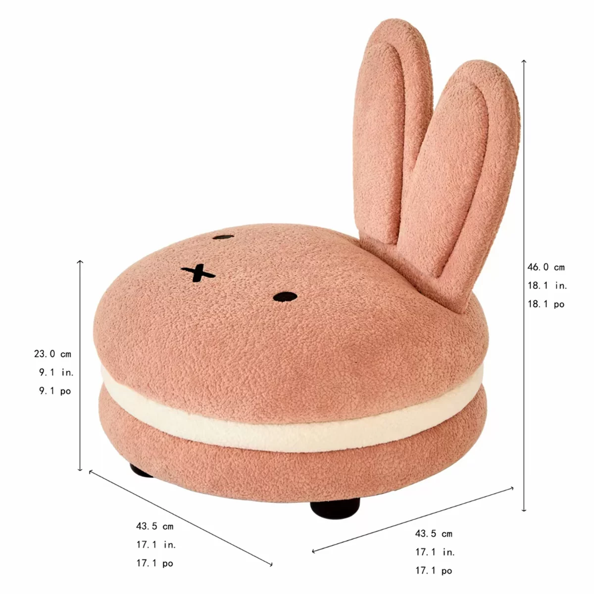 Aesthetik Kids Miffy Macaron Chair Pink Bouclé Kids Accent Chair Bunny Seat