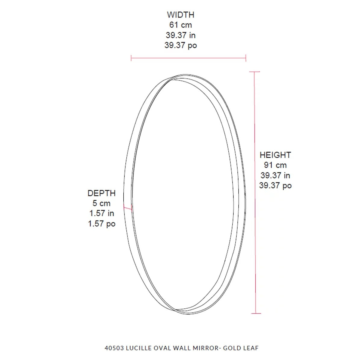 CAFE LIGHTING & LIVING Gold Oval Wall Mirror Elegant Home Decor