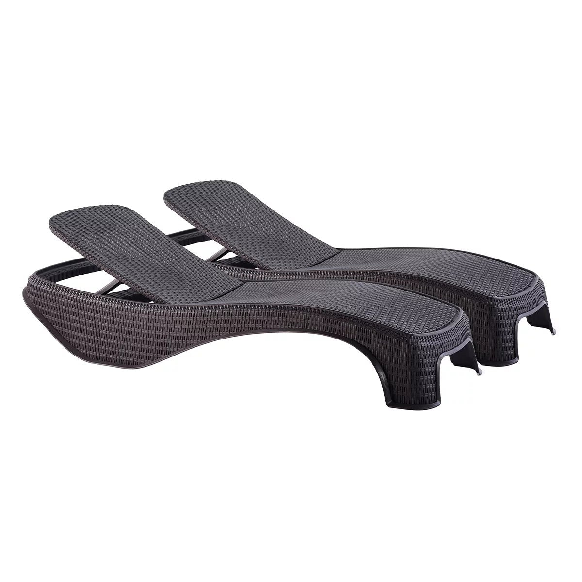 Keter Atlantic Sun Loungers 2Pk Graphite Reclining Patio UV Resistant Furniture