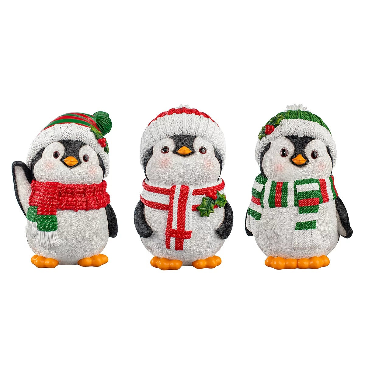 3 Piece Christmas Penguin Statue Set 30.5cm Festive Holiday Home Decoration
