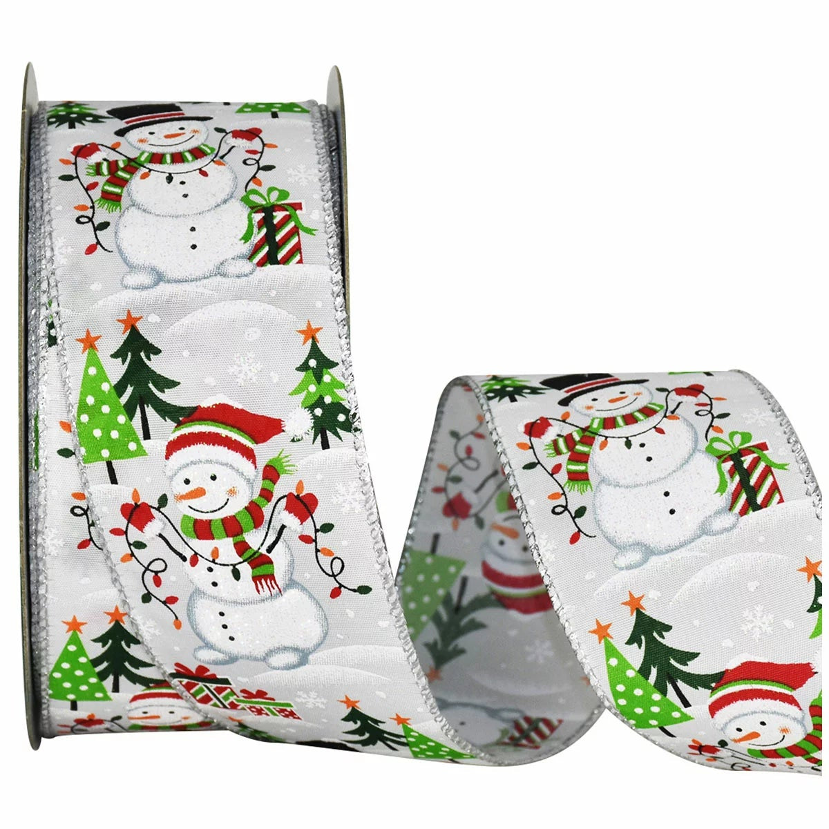 45.7M Wide Snowman Wire Edged Christmas Ribbon Holiday Decoration