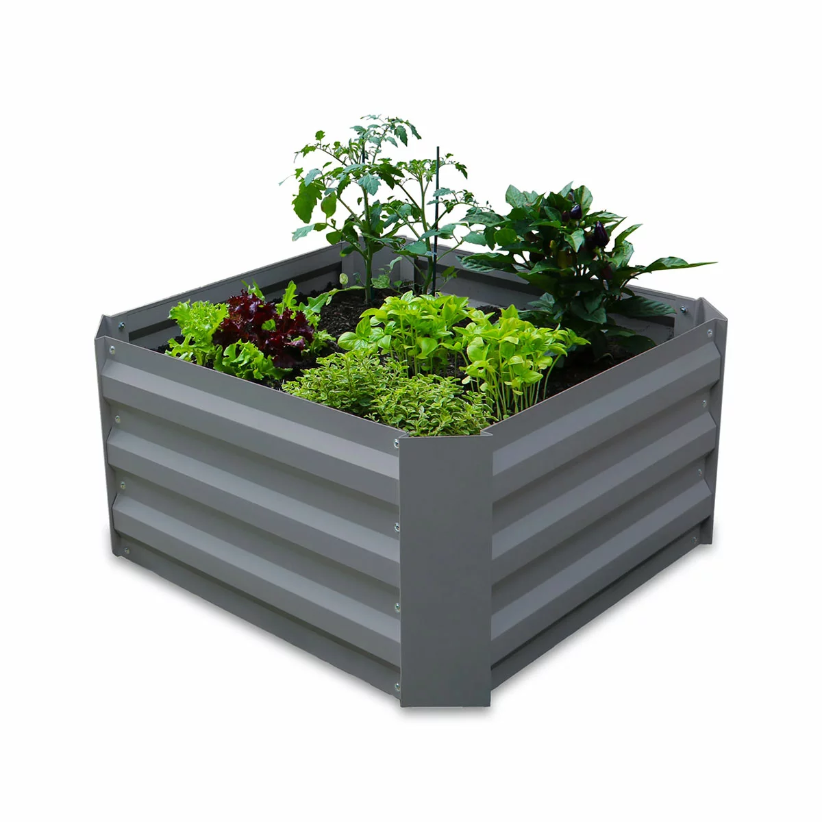Greenlife Modular Garden Bed 6 Pack 600x600x300mm Raised Planter Box Slate Grey