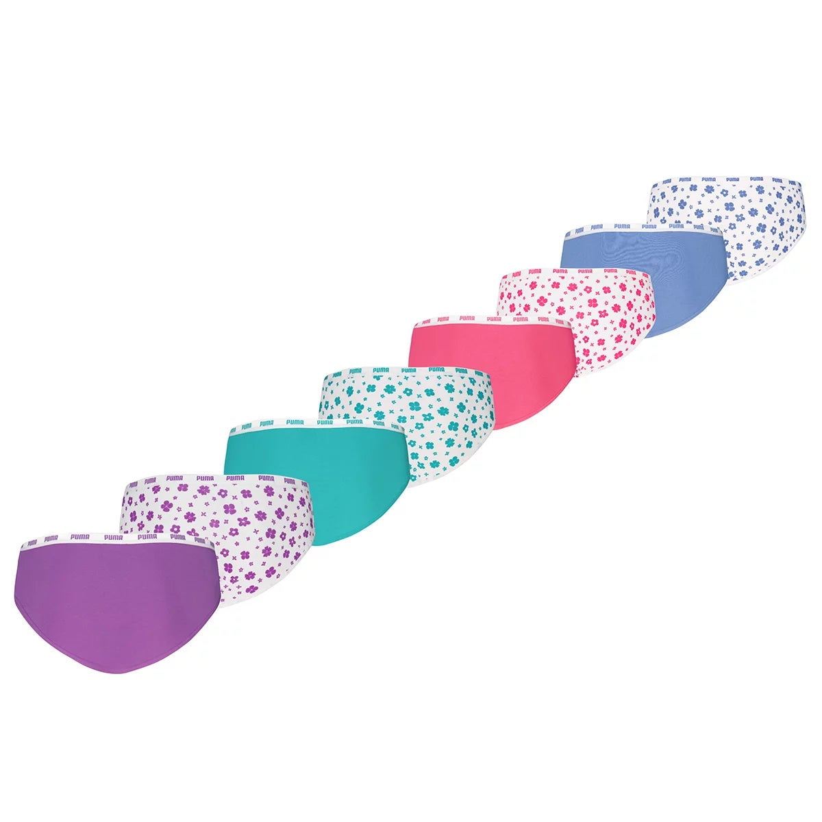 PUMA Girls Bikini Briefs 8 Pack x 2 Purple Pink Blue Size XL 16 Pieces