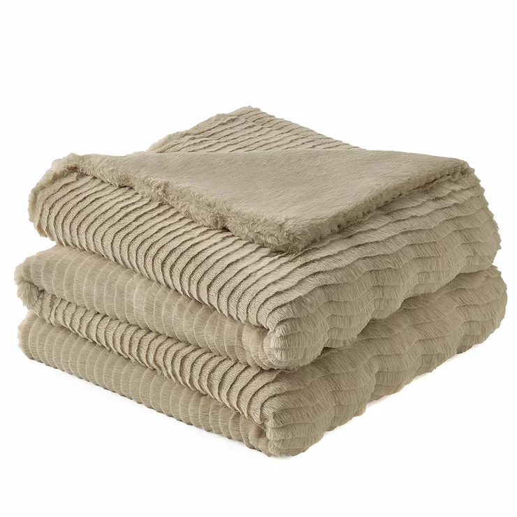 Casual Living Faux Fur Throw 127cm x 177cm Tan - Free Shipping