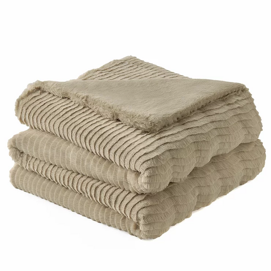 Casual Living Faux Fur Throw 127cm x 177cm Tan - Free Shipping