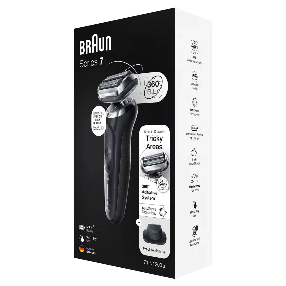 Braun Series 7 Wet & Dry Shaver with Precision Trimmer 71-N1200S-OH Waterproof