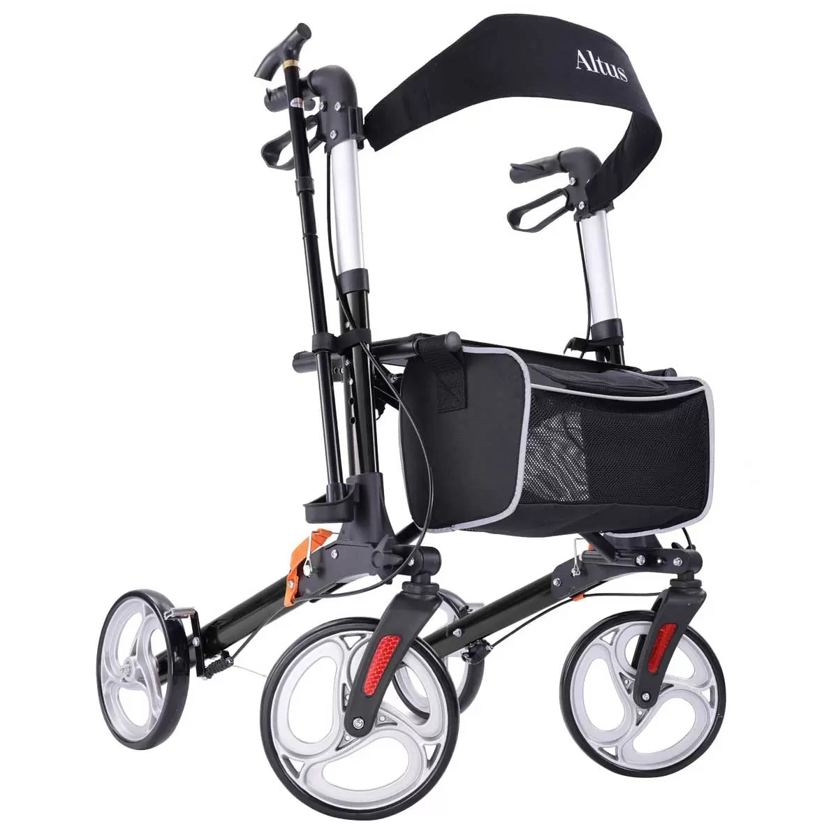 Altus Deluxe Euro Style Rollator Walker 10 Inch Wheels Black Folding Seat