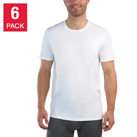 Kirkland Signature Men's Crew Tee Shirt 6 Pack Medium - White