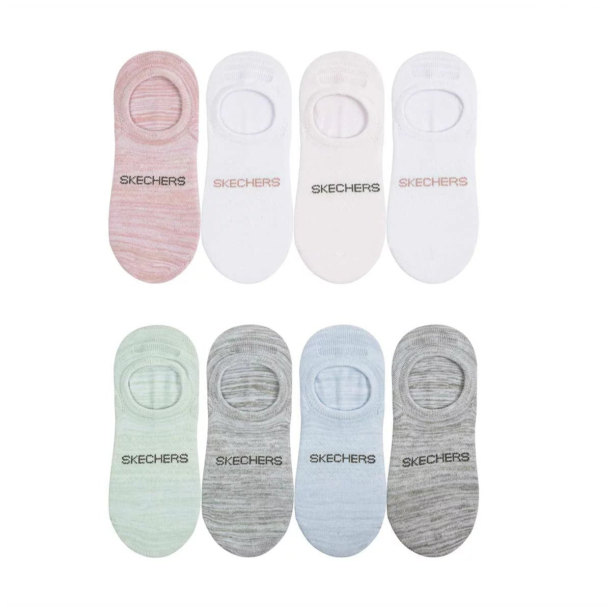 Skechers Womens No Show Socks 8 Pack Multi Colour Low Cut Casual Socks