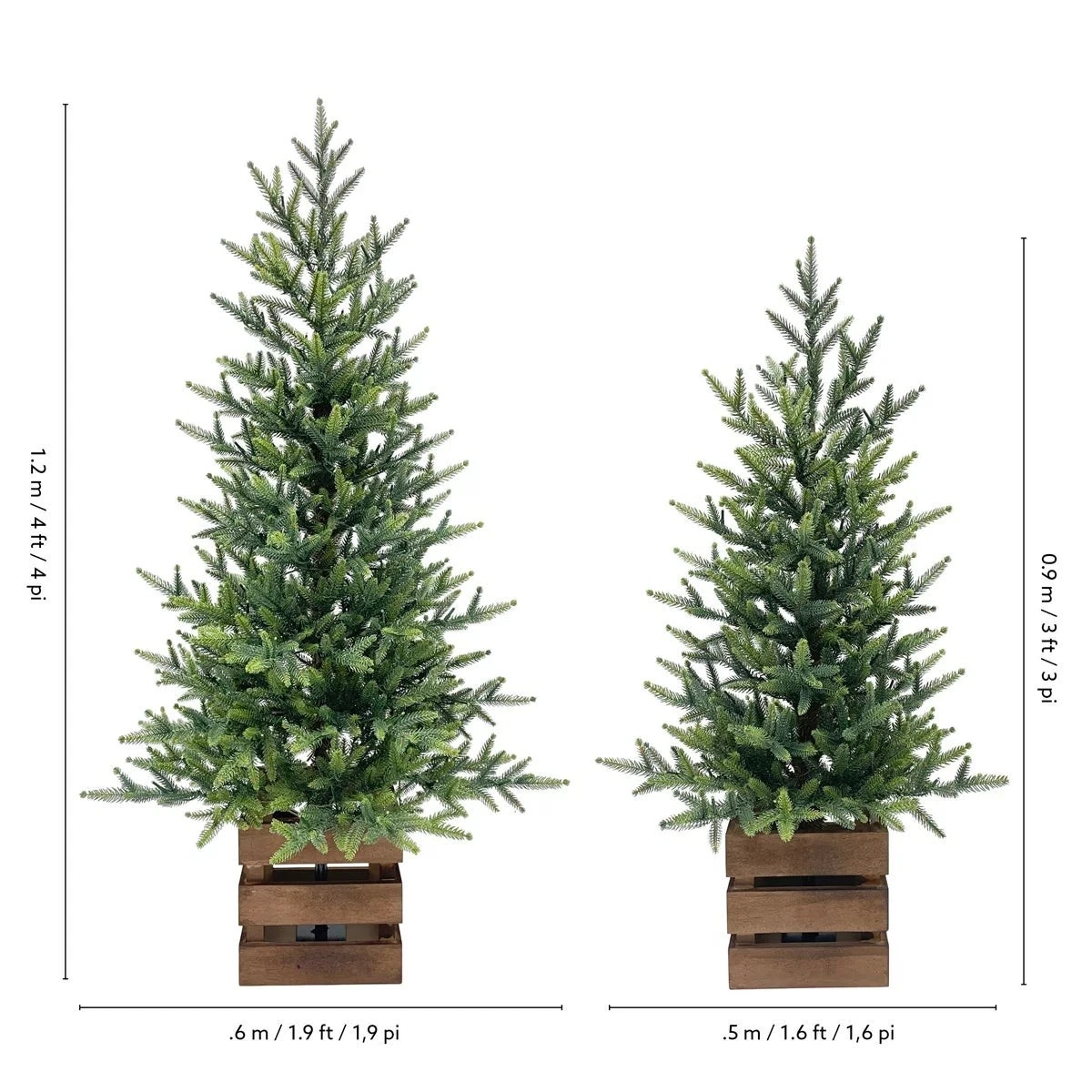 CGH Pine Trees 2Piece Set Warm White LED Twinkle Lights 1.2m 0.9m Christmas Tree