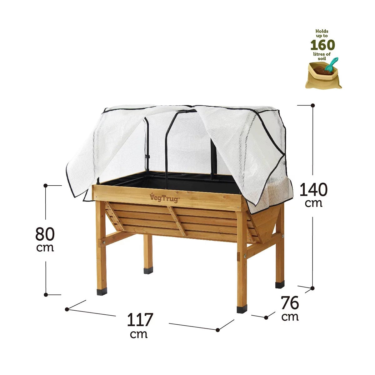 VegTrug Classic Home Farm Kit 1.2m Natural Raised Garden Bed Greenhouse Cover