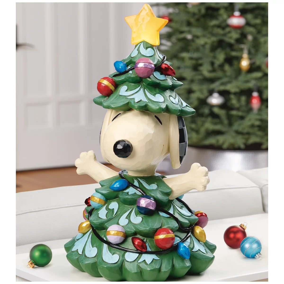 Jim Shore Snoopy Christmas Tree 37cm Peanuts LED Holiday Decor Star Figurine