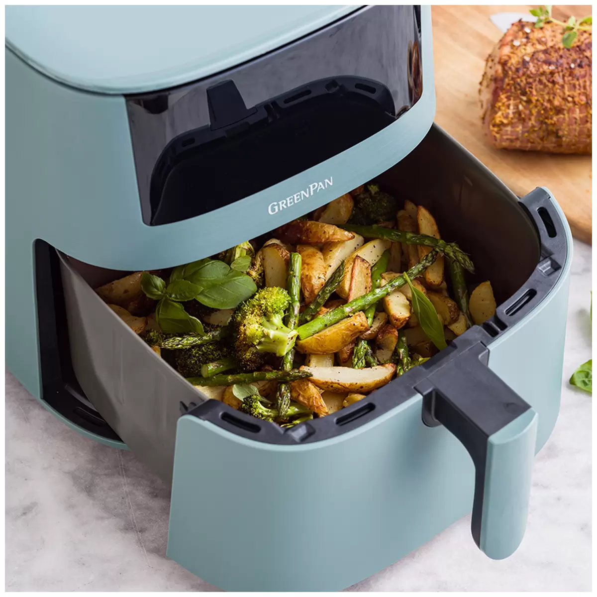 GreenPan Bistro XL Air Fryer 7.2L Single Basket Airfryer- Smokey Sky Blue Free Shipping