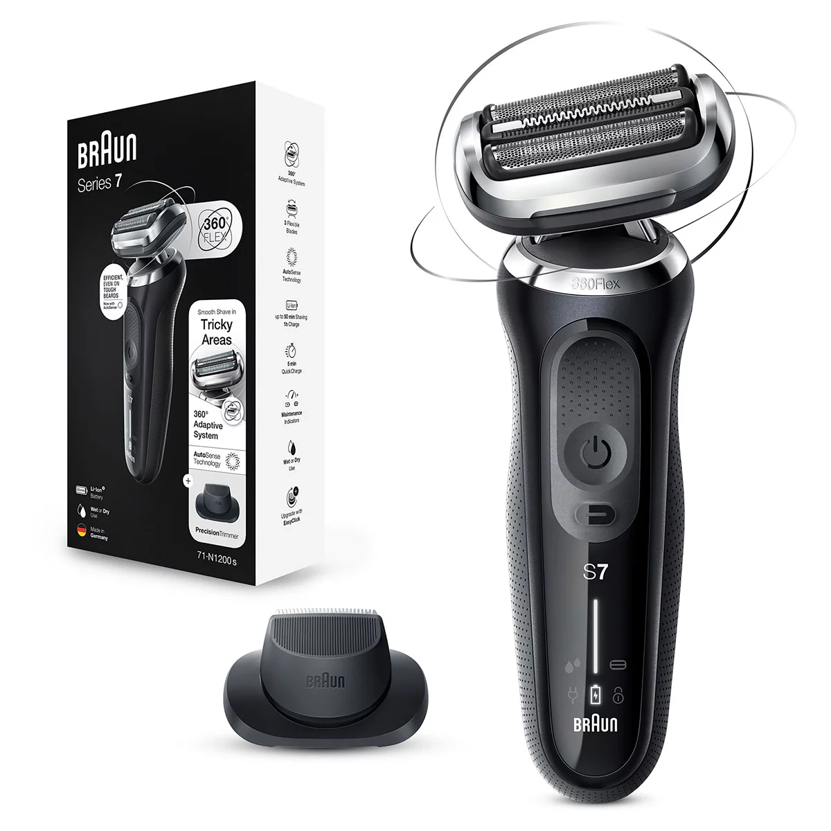Braun Series 7 Wet & Dry Shaver with Precision Trimmer 71-N1200S-OH Waterproof