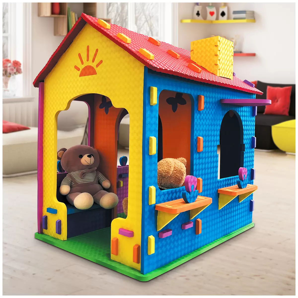 Funhouse EVA Foam Playhouse for Kids – 2 Room Toy House Colourful Safe Design Free Shipping