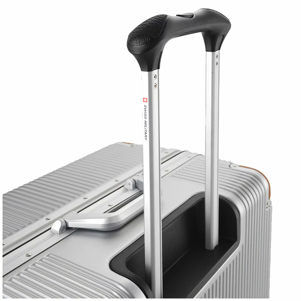 Swiss Military Premium Large Luggage 71cm Chrome Silver TSA Lock Hard Shell Suit