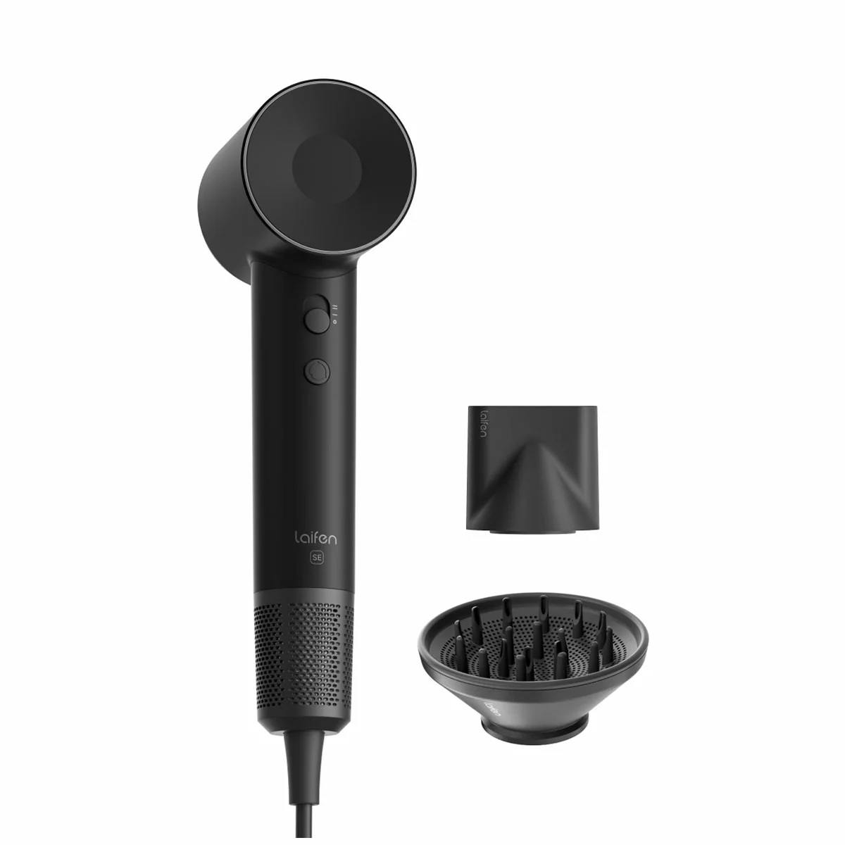 Black Laifen SE High-Speed Hair Dryer 1HD12-G-AU W/ 2 Styling Nozzles
