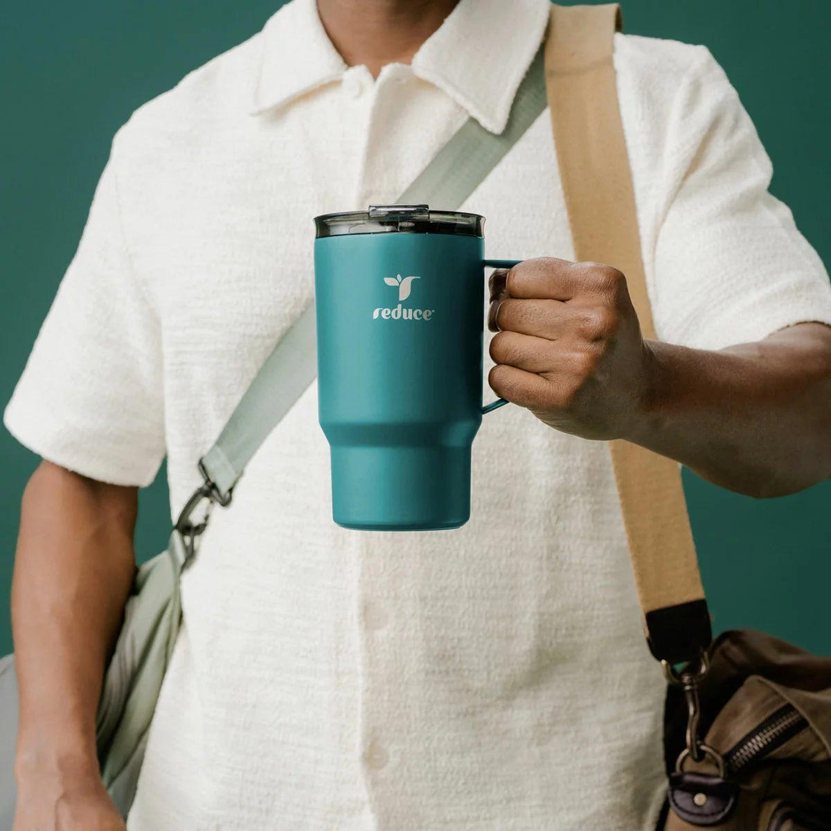 Reduce HOT1 Travel Mug Set 530ml 2 Pack Teal Plum Insulated Coffee Cups W/ Lids