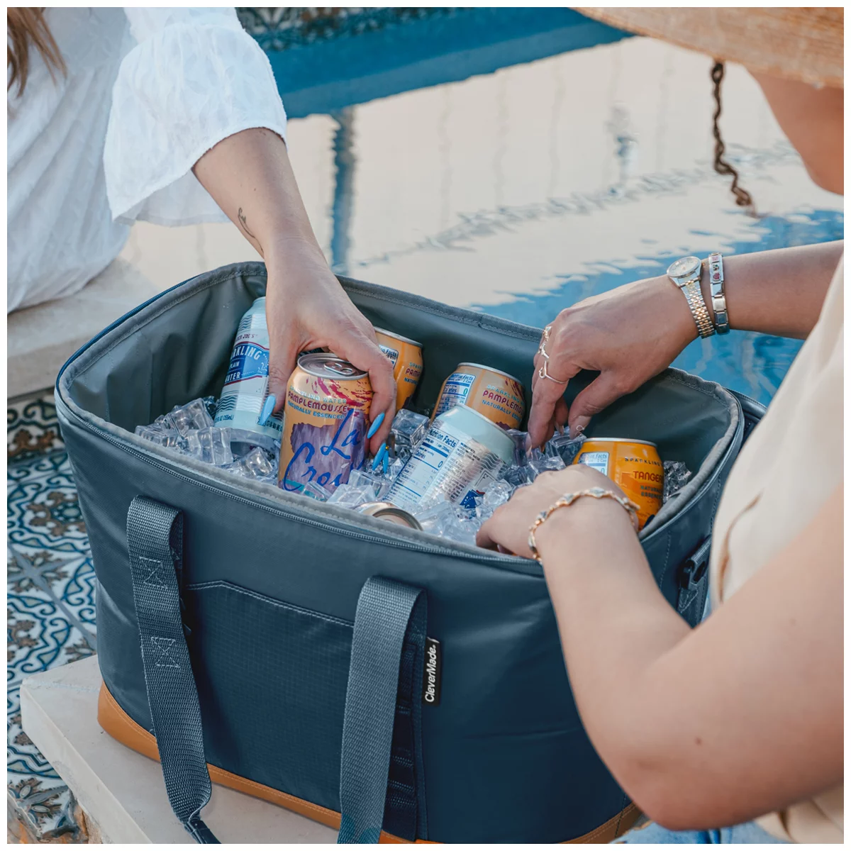 CleverMade Pacifica Pro Max 50 Can Collapsible Cooler Blue Leakproof Insulated