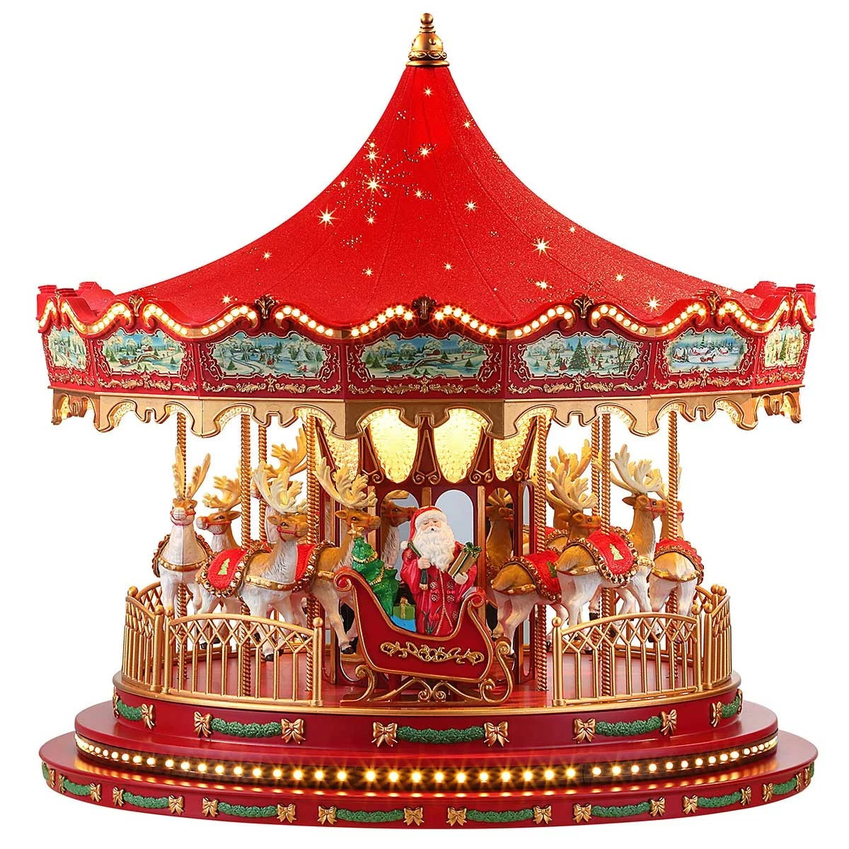 Mr Christmas 44cm LED Christmas Carousel Music Rotating Reindeer Decor