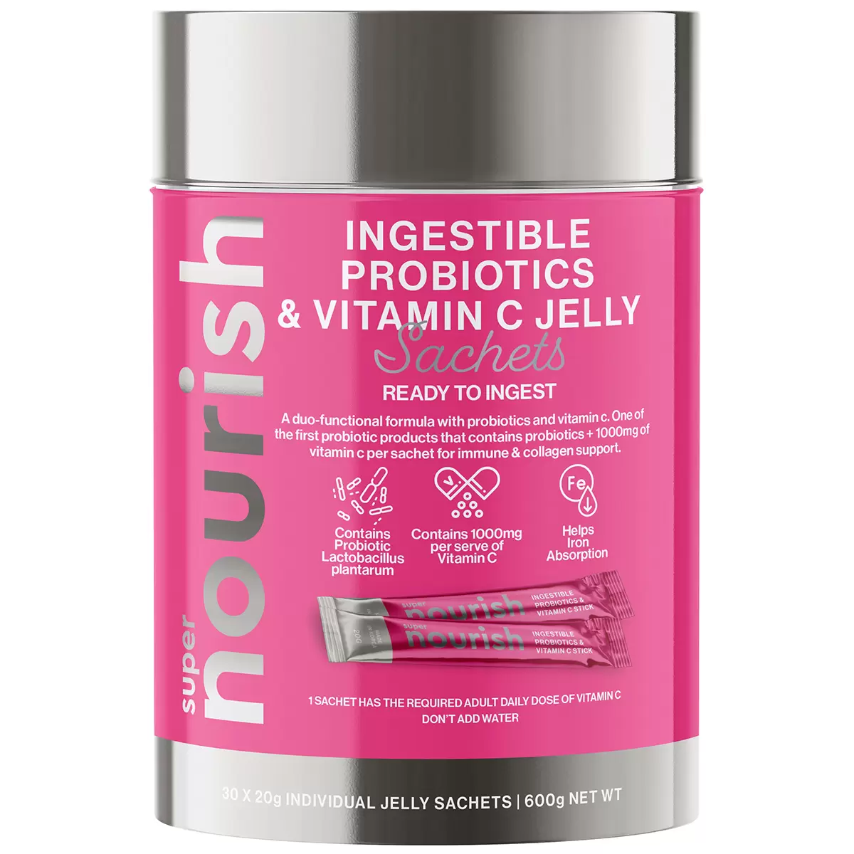 Nourish Probiotic & Vitamin C Jelly Sachets 30 x 20g