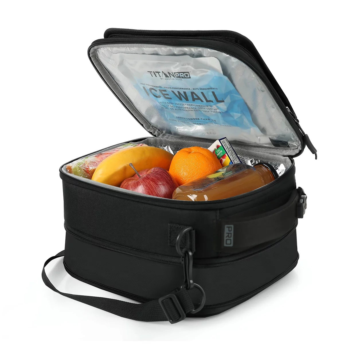 Titan PRO Expandable Insulated Lunch Bag Black 8L with 2 Ice Walls Bento Box