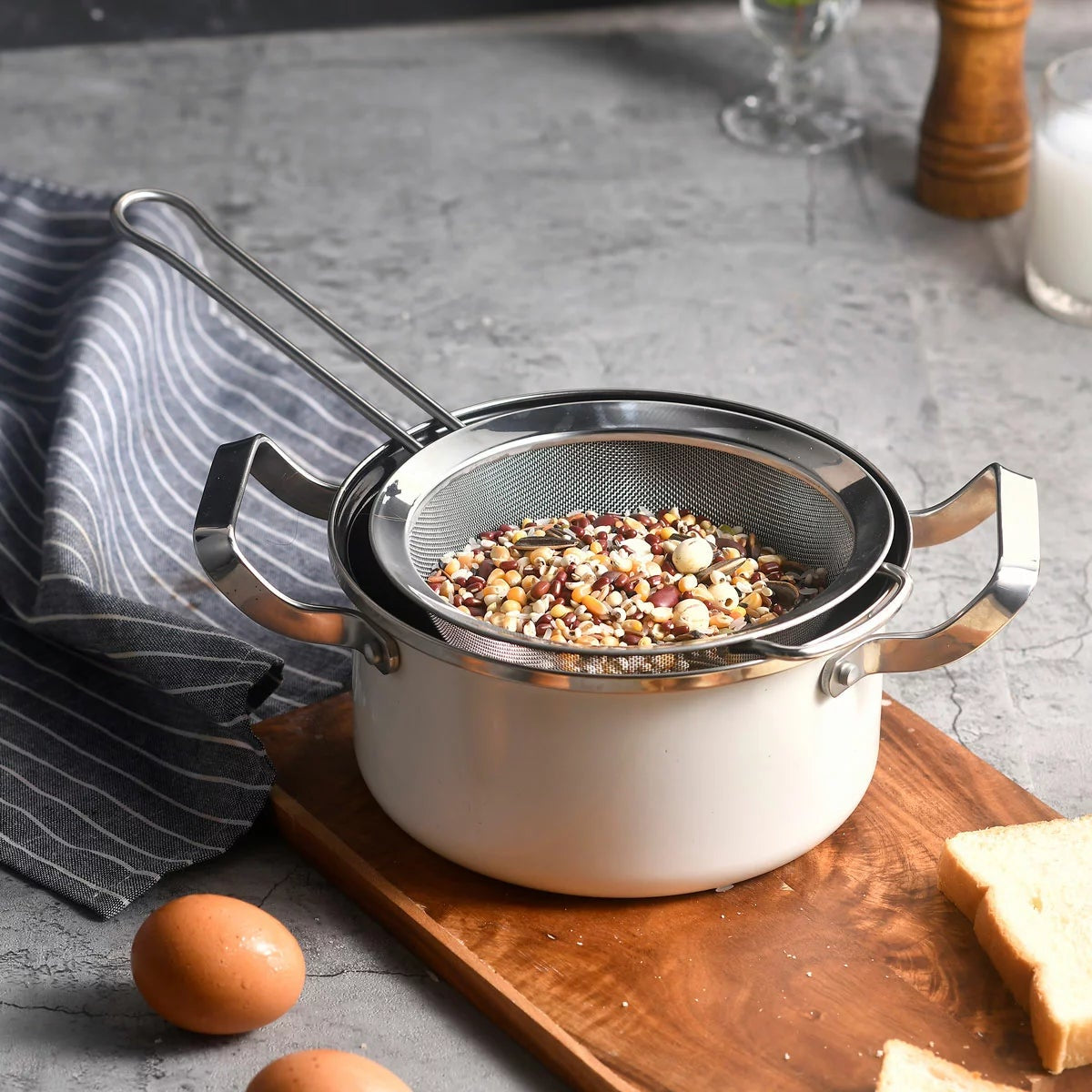 MIU Stainless Steel Mesh Strainer 3 Piece Set Fine Mesh Kitchen Sieve